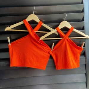 Orange cropped Mommy and Me Matching Tanks Women’s Large Girls size 9